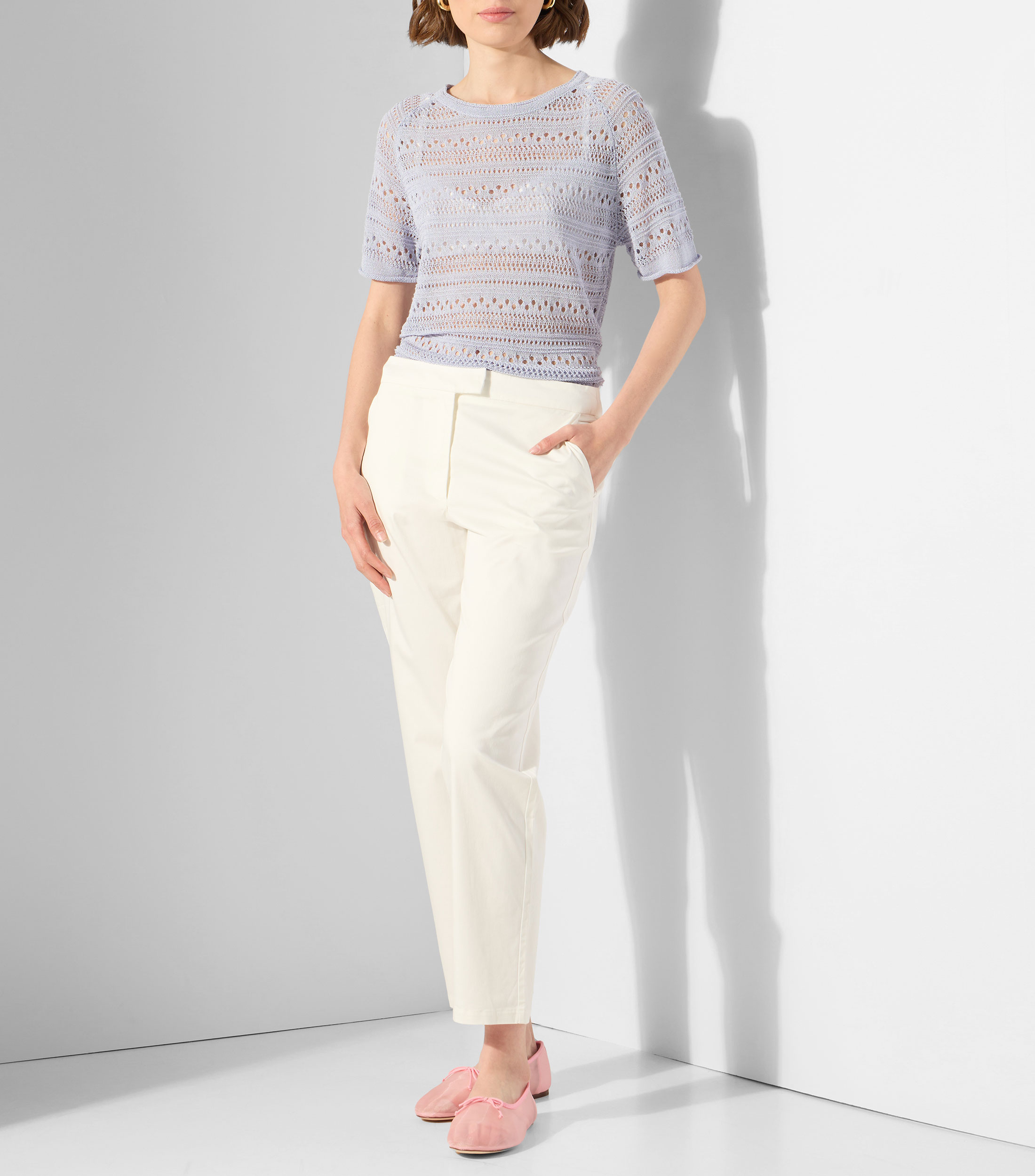 Blusa lisa con manga corta Mujer